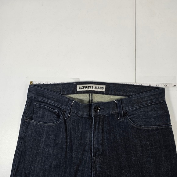 Express Kingston Mens Dark Wash Straight Leg Jeans 33x34 Cotton Spandex - Picture 3 of 10